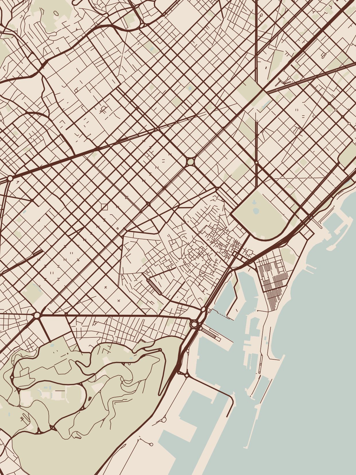 Barcelona map in the Terracotta style